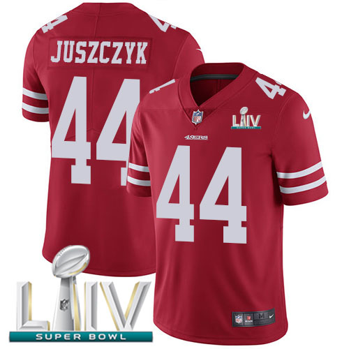 San Francisco 49ers Nike #44 Kyle Juszczyk Red Super Bowl LIV 2020 Team Color Men Stitched NFL Vapor Untouchable Limited Jersey